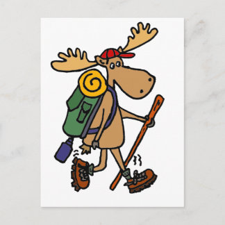 Postal Funny Moose Hiker