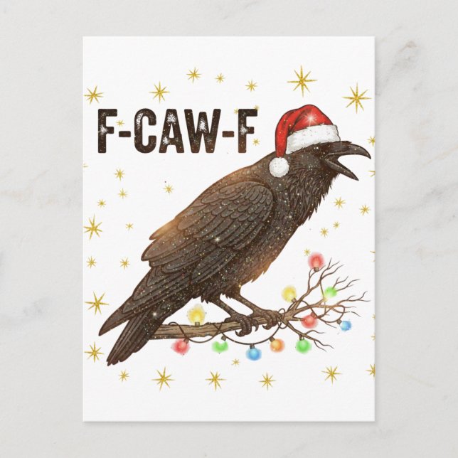 Postal Funny Navidades Crow Raven F-CAW- F (Anverso)
