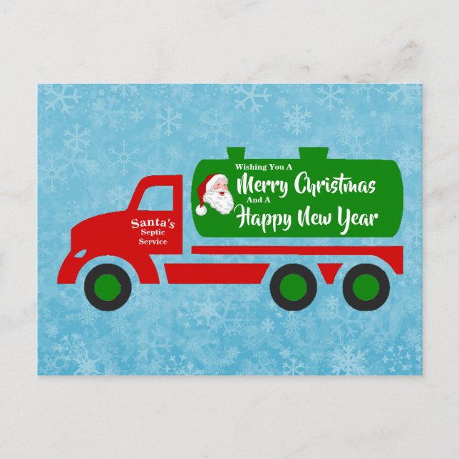 Postal Funny Navidades de Santa Septic Camionero Tu Salud (Anverso)