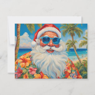 Postal Funny Navidades del Paraíso Tropical en Santa Marí