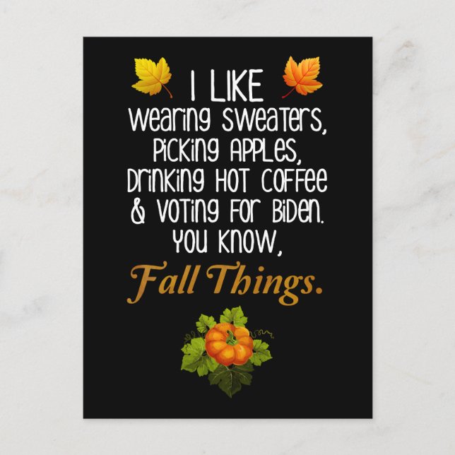 Postal Funny otoño 2024 Noviembre Elección a favor de Bid (Anverso)