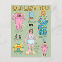 FUNNY Over The Hill Old Lady Paper Doll