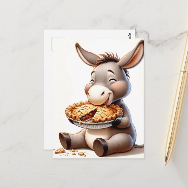 Postal Funny Personalizado Apple Pie Donkey (Anverso/Reverso In Situ)