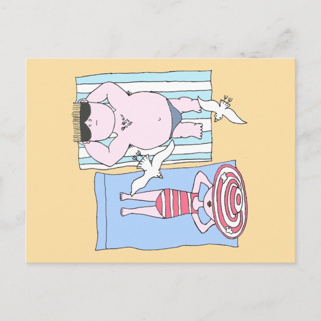Postal Funny Personalizado Beach Holiday Sunbathers (Anverso)