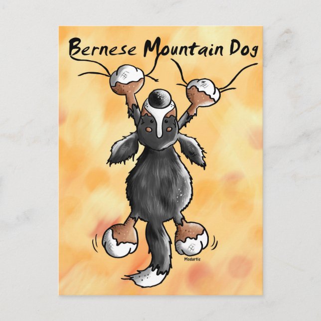 Postal Funny Personalizado Bernese Mountain Dog Postcard (Anverso)