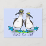 Postal Funny personalizado de danza del pájaro marino con<br><div class="desc">Estos graciosos pechos de pies azules bailando le darán diversión al día a algunos saludos oceánicos. Personalizado de la tontería de los pájaros marinos de las Galápagos!</div>