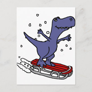 Postal Funny Personalizado de funny T-rex Dinosaur Sleddi