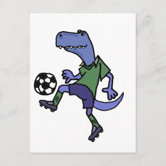 Postal Funny Personalizado de Fútbol de Dinosaurio T-rex