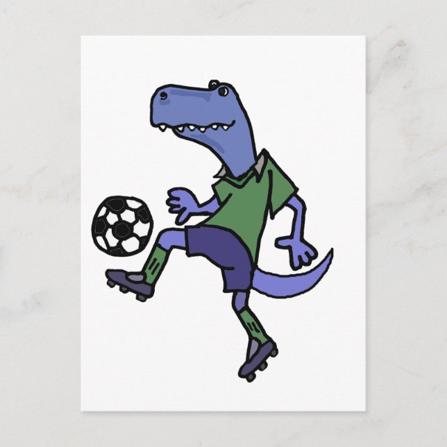 Postal Funny Personalizado de Fútbol de Dinosaurio T-rex (Anverso)