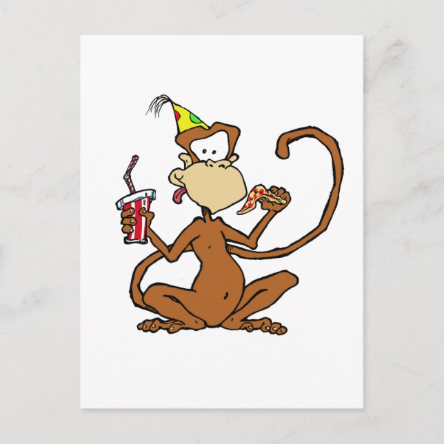 Postal Funny Personalizado Pizza Monkey (Anverso)