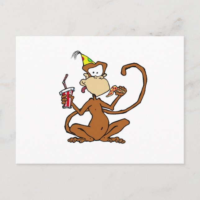 Postal Funny Personalizado Pizza Monkey (Anverso)