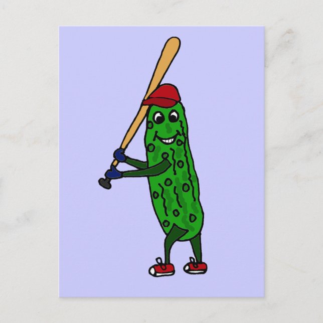 Postal Funny Pickle Jugando Personalizado De Béisbol (Anverso)