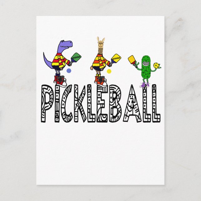 Postal Funny Pickleball Players Animals Personalizado (Anverso)