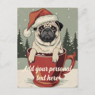 Postal Funny Pug Dog Lover Navidades