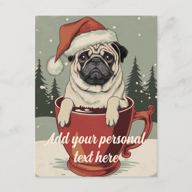 Postal Funny Pug Dog Lover Navidades (Anverso)
