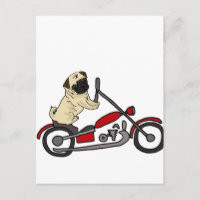 Funny Pug Dog Riding Motorcycle Art
