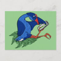 Funny Pukeko con teléfono móvil