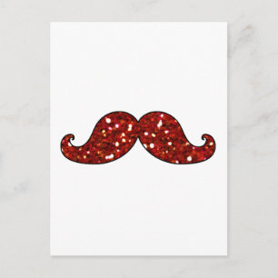 POSTAL FUNNY RED MUSTACHE IMPRESO PURPURINA