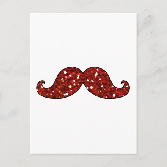POSTAL FUNNY RED MUSTACHE IMPRESO PURPURINA (Anverso)