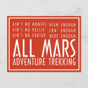 Postal Funny Red White All Mars Trekking Adventure