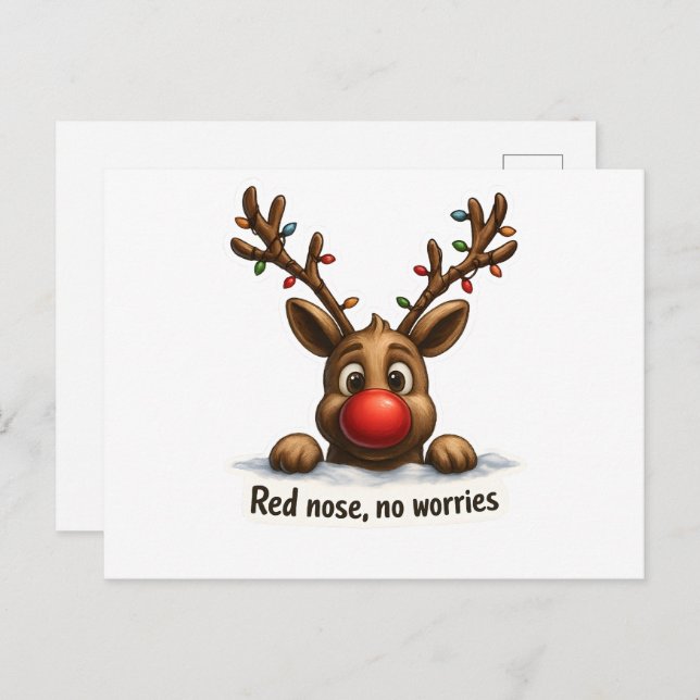 Postal 🎄 Funny Reindeer Holiday Card 🦌✨ (Anverso / Reverso)