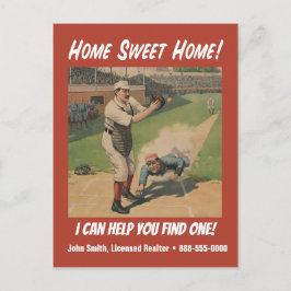Postal Funny Retro Baseball Realtor Marketing