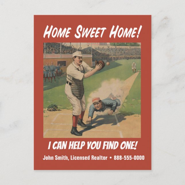 Postal Funny Retro Baseball Realtor Marketing (Anverso)