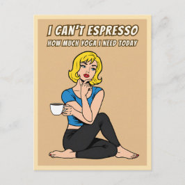 Postal Funny Retro Style Coffee Yoga Humor Pop Art
