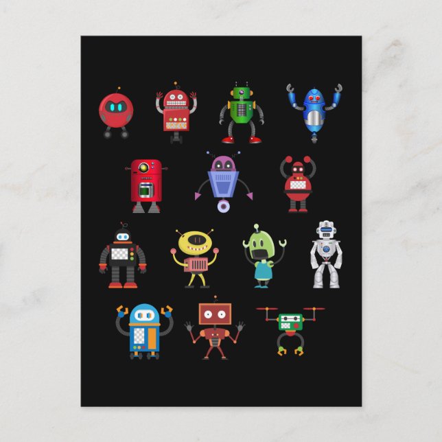 Postal Funny Robots Girls Boys Robot (Anverso)