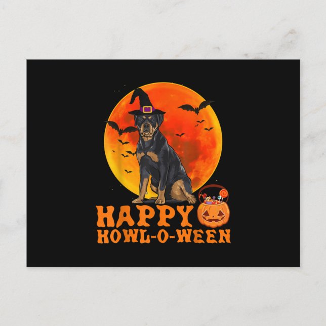 Postal Funny Rottweiler Happy Halloween Perro Amantes de  (Anverso)