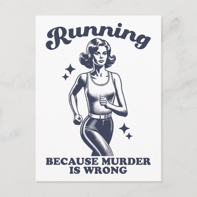 Postal Funny Running Because Murder Is Wrong Retro (Anverso)