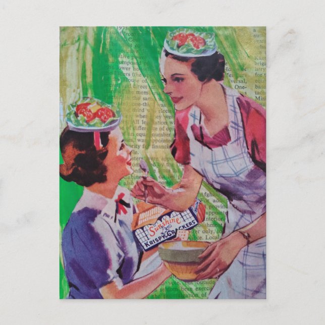 Postal Funny Salad Hats collage (Anverso)