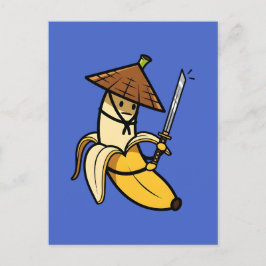 Postal Funny Samurai Banana Ronin Cartoon Illustration