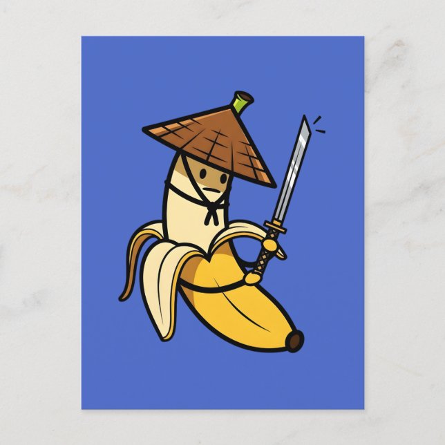 Postal Funny Samurai Banana Ronin Cartoon Illustration (Anverso)