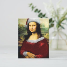Postal Funny Santa Mona Lisa Feliz Navidad