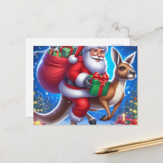 Postal Funny Santa y Kangaroo (Anverso/Reverso In Situ)