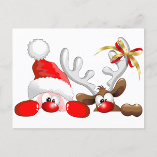 Postal Funny Santa y Personalizado de renos