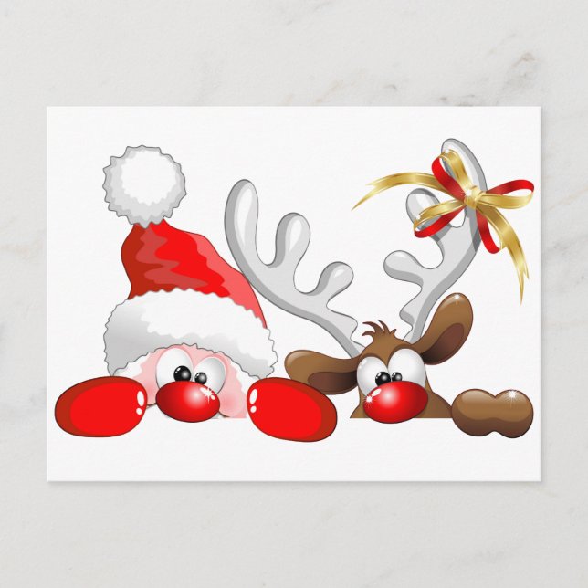 Postal Funny Santa y Personalizado de renos (Anverso)