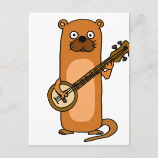 Postal Funny Sea Otter Jugando Banjo Personalizado