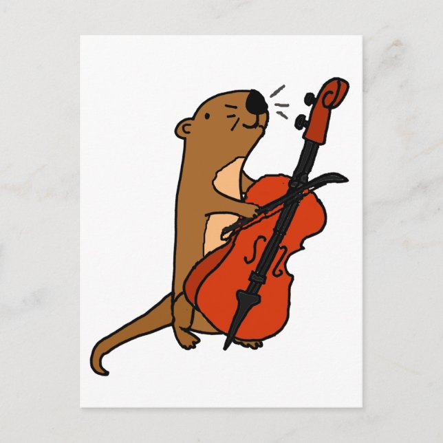 Postal Funny Sea Otter Jugando Cello Personalizado (Anverso)