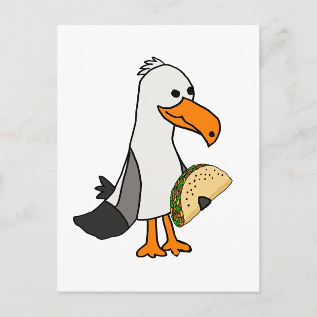 Postal Funny Seagull Bird eat Taco Personalizado (Anverso)