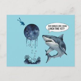 Postal Funny shark diver lunch time nice bubbles bro