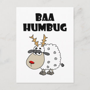 Postal Funny Sheep Bah Humbug Navidades Pun Personalizado