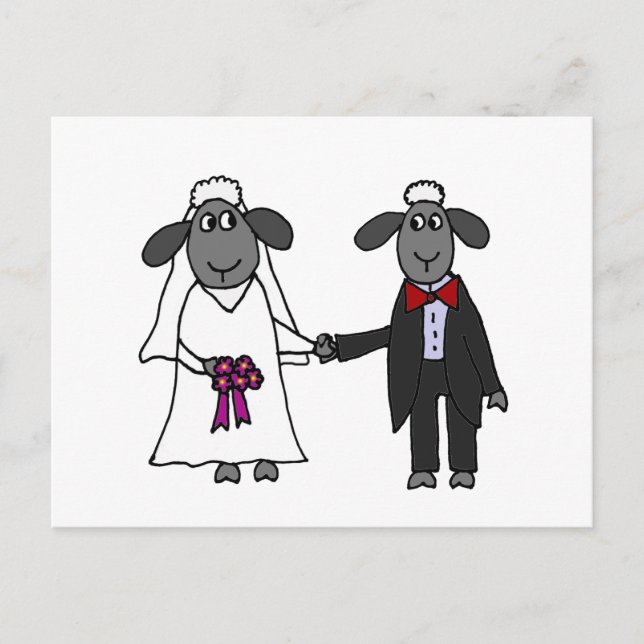 Postal Funny Sheep Boda Personalizado (Anverso)