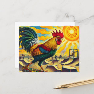 Postal Funny Skateboarding Rooster