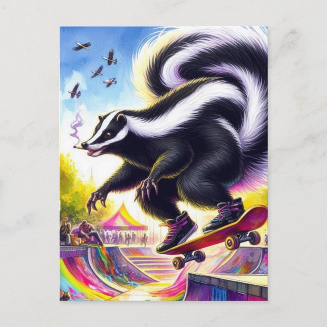 Postal Funny Skateboarding Skunk Smounk (Anverso)