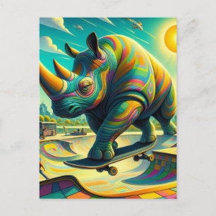 Postal Funny Skateboarding Surreal Rhino
