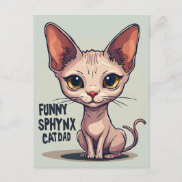 Postal Funny Sphynx Cat Dad Cartoon Art
