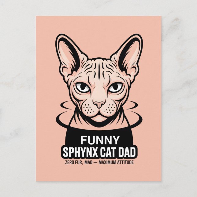 Postal Funny Sphynx Cat Dad Vector Art (Anverso)
