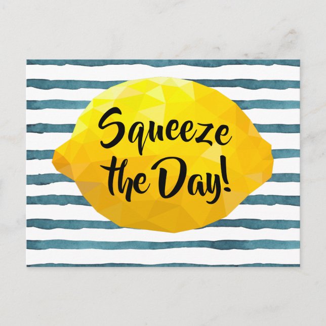 Postal Funny Squeeze the Day Script 3D Lemon (Anverso)